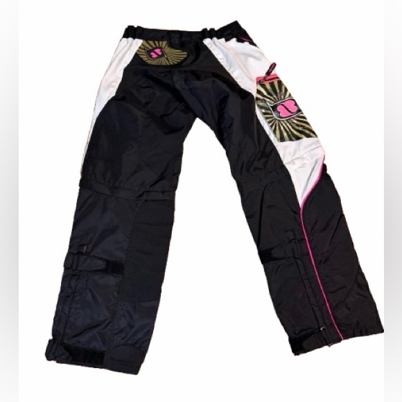 Girls Gem Black, White & Pink Motorcycle Riding Pants with Removable Pant Legs - Picture 2 of 15